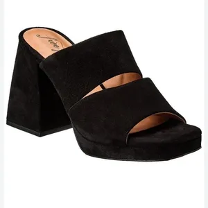 Free People Love is Everywhere Black Velvet Platform Sandals Women's Size 11‎ thumbnail 2