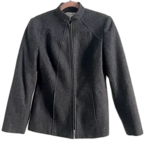 Harve Benard Gray Wool Zip Up Coat Women’s Size 6 Classic Tailored Vintage thumbnail 1