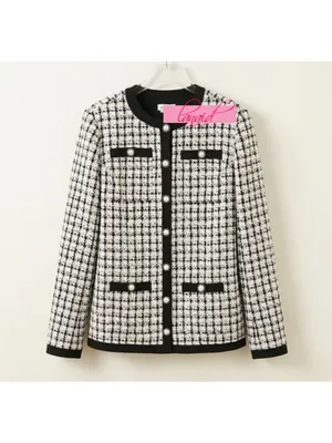 Lovers Friends Lucca Jacket Black White Metallic Sparkly Plaid Tweed Blazer Coat thumbnail 7
