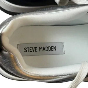 Steve Madden Black White Renigade‎ Low Top Sneakers Shoes Women's Size 7.5 thumbnail 7