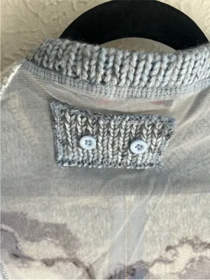 Vintage Y2K mesh knit jacket Lulu H Paris blue and cream Size XS/S thumbnail 5