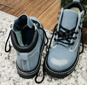 No Boundaries Blue Distressed Zip Stitch Accent Hiker Boots thumbnail 5