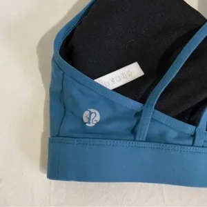 Lululemon Strappy Back Sports Bra Medium Teal Blue Medium Impact Athletic thumbnail 9