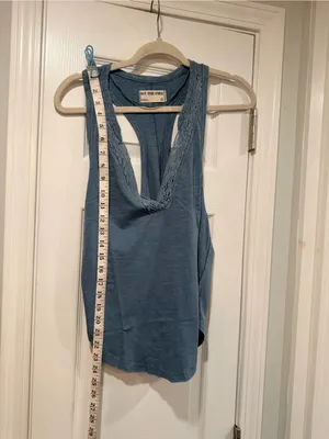 NWOT Free People We The Free Size XS Blue Crochet Trim Racerback Layer Tank Top thumbnail 7