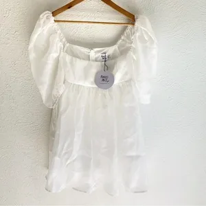 Princess Polly Alaya Shimmery White Mini Dress Sz 6 NWT Rush Sorority thumbnail 3