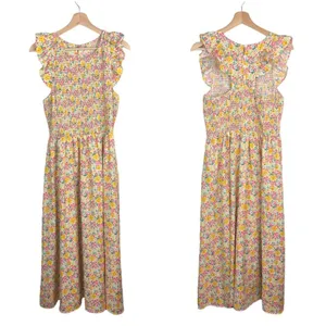 Anthropologie Cool Mode Ditsy Floral Smocked Bodice Midi Dress - Size L | Large thumbnail 9