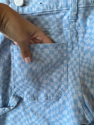 Hollister Women's Blue Checkered High Rise Utility Dad Pants Size 26/3 Regular thumbnail 9