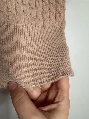 MAJORELLE Revolve Cable Knit Puff Short Sleeve Sweater Tan Button Shoulder sz S thumbnail 6
