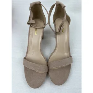 Ankis Women’s Open Toe Ankle Ng Sandal Nude Numeric 9‎ Suede Chunky Heel New! thumbnail 7