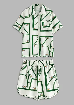 Commense Print Drawstring Shorts Set size M Green Size M thumbnail 2