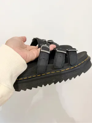 Dr. Martens Blaire Slide Sandals Black Leather Platform Buckle US 6 thumbnail 2