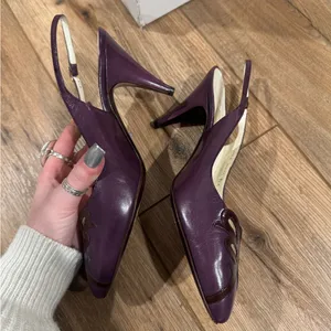 BRUNO MAGLI VINTAGE Italian Leather Designer Purple Slingback Kitten Heels | 7.5 thumbnail 5
