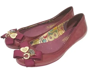 Coach Size‎ 7B Poppy Caper patent leather Ballet Flats Magenta thumbnail 1