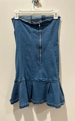 Strapless Denim Dress Blue thumbnail 4