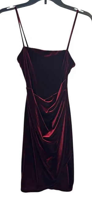 Windsor Burgundy Velvet Mini Dress Size Small thumbnail 1