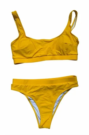 Women's Yellow Two Piece Swimsuit Bikini Size Medium #260358 thumbnail 1