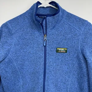 LLBean Womens Sweater Fleece Full Zip Jacket Blue Speckled Size‎ S Tall Outdoor thumbnail 3