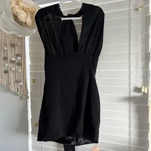 Pretty Little Thing Label Black Chiffon Bust Halter Bodycon Mini Dress Long Scarf Size 12 NWT thumbnail 2