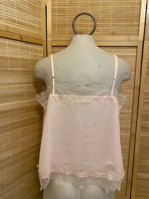 Loft Women's Pink Lace Trim Cami camisole Lace v-neck Tank Top new medium thumbnail 4