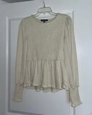 Boutique Cream Peplum Top thumbnail 1