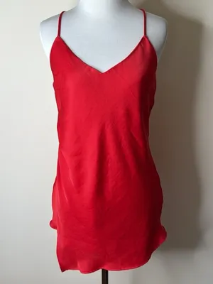 Zara Red Satin Draped Back Cami Tank NWT S thumbnail 2