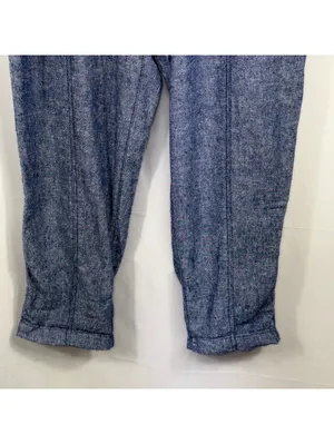 Old Navy Linen Blend Pull-On Cropped Pants Women’s Large Blue Chambray thumbnail 4