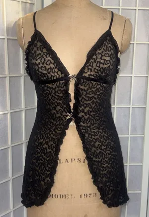 Vintage Victoria's Secret Y2K Fairy The Lacie Lace Babydoll Bow Sheet Black Cami thumbnail 1