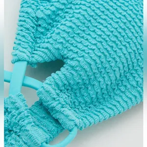 Aerie • NWT Shimmery Crinkle Lace Up Scoop Bikini Top “Springs” Turquoise Blue thumbnail 4