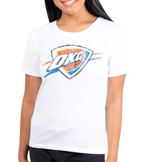 OKC Ultra Game NBA Soft Vintage Distressed Graphics Women’s Tee Size M thumbnail 1