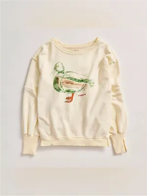 NWT Free People We The Free Graphic Camden Pullover - duck combo mallard - Large thumbnail 9