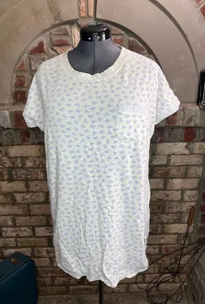 T-shirt vintage bow print purple white thumbnail 1