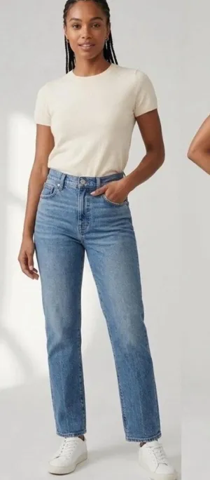 Madewell The '90s Straight Jean Medium Blue Wash Size 27 High Rise Jeans thumbnail 1