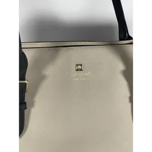 Kate Spade New York Beige/Black Colorblock Tote Zip Center, Pockets Gold thumbnail 2
