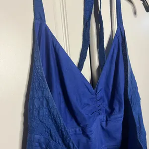 J.Crew 2008 Vintage Cobalt Blue 100% Cotton Halter Midi Dress thumbnail 9