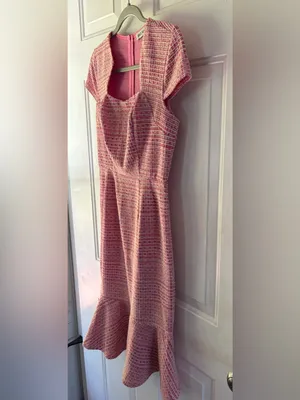 Grace Karin Pink Tweed Square Neck Mini Fit and Flare Dress Sz S VTG 60s Insp thumbnail 8