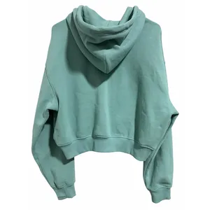 Athleta Forever Fleece Full Zip Cropped Hoodie Turquoise Women's Size Medium thumbnail 2