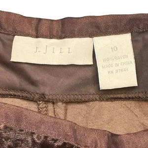 J. Jill Womens Wide Leg Pants Brown‎ Crushed Velvet Boho Holiday Elegant 10 thumbnail 4