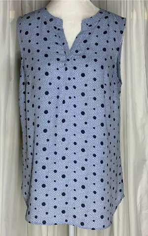 Talbots Light Blue And Navy Sleeveless V-Neck Polka Dot Tunic Size M thumbnail 1