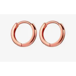 Unisex‎ Hoop Earrings Rose Gold Plated Silver Huggie Hoops, 9mm thumbnail 12