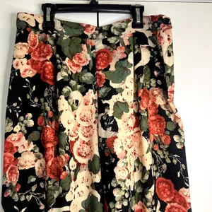 Anna Sui Wide Leg Floral Pants Size 6 black red green thumbnail 3