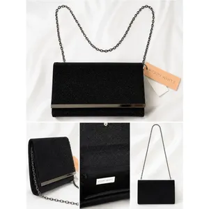 Perry White Black Glitter Metallic Chain Strap Evening Clutch Shoulder Bag NWT thumbnail 2