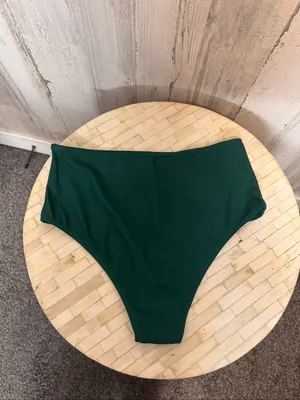 SheIn High Waisted Bikini Bottoms Womens Small Dark Emerald Green Swim Bottom Briefs thumbnail 4