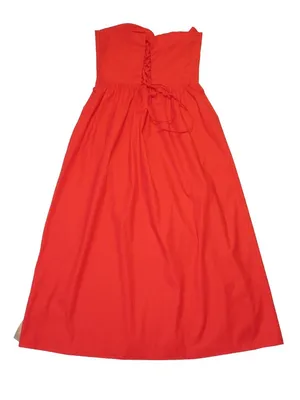 NWT Reformation Buckley in Paprika Red Organic Cotton Strapless Midi Dress 10 thumbnail 11