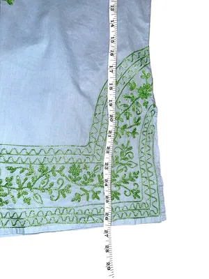Gretchen Scott Designs 3/4 Sleeve Sky Blue Green Embroidered Tunic MEDIUM thumbnail 6