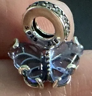 Pandora Purple Butterfly Dangle Charm S925 ALE Sterling Silver Retire thumbnail 1