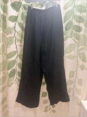Zara Black Wide-Leg Drawstring Jogger Pants thumbnail 2