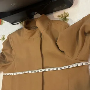 Banana Republic Classic Tan pea Coat collared and zipped thumbnail 12