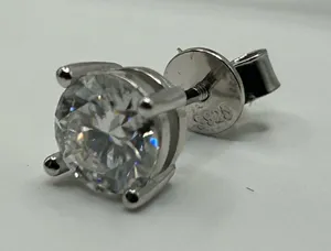 Diamond Co. Diamond Earrings 6.5mm New 925 Silver Passes Test VVS1 D Screw back Unisex thumbnail 1