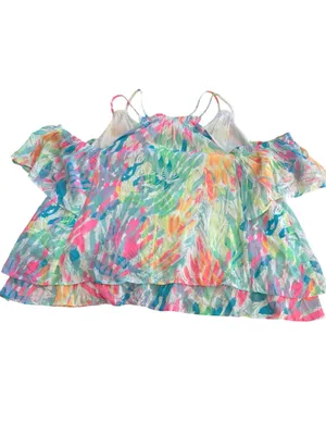 Lilly Pulitzer medium sparkling sands Colorful Cold-Shoulder V-Neck Women's Top thumbnail 4