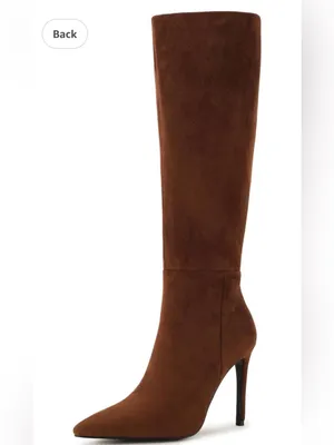 Chocolate Knee High Pointed Toe Stiletto Heel Tall Sexy Faux Suede Boots IDIFU thumbnail 7